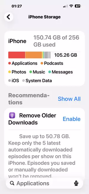 iPhone screen