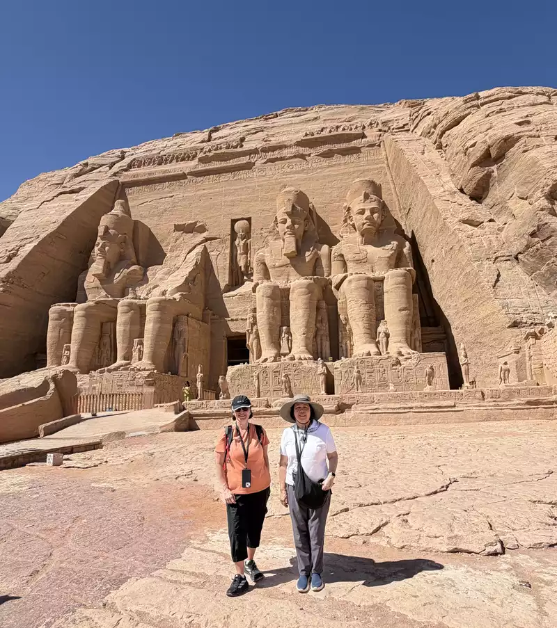 Edisa Chacin and Sarah Martinez in Abu Simbel, Egypt